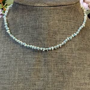 Frenzy turquoise and white chip bead necklace
